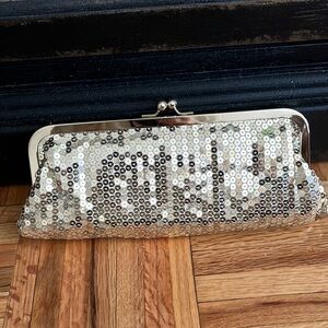 Ann Taylor Loft Gold Sequined Clutch Purse